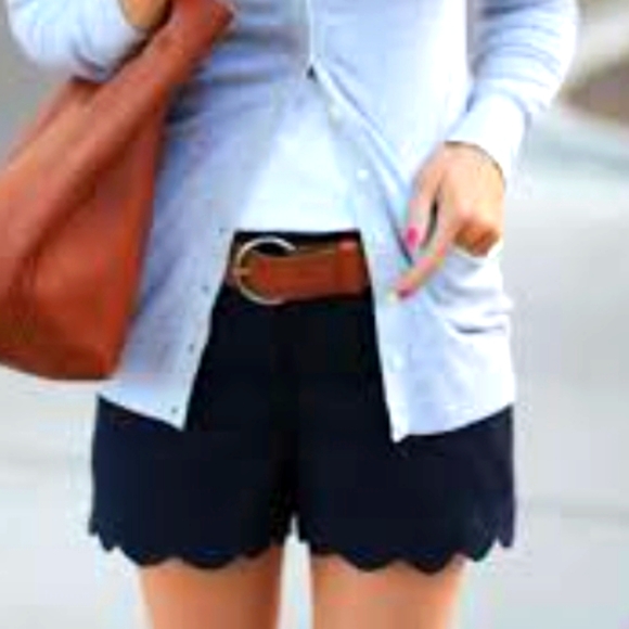 J. Crew Pants - New J. Crew Scalloped Linen Shorts Black Sz 6